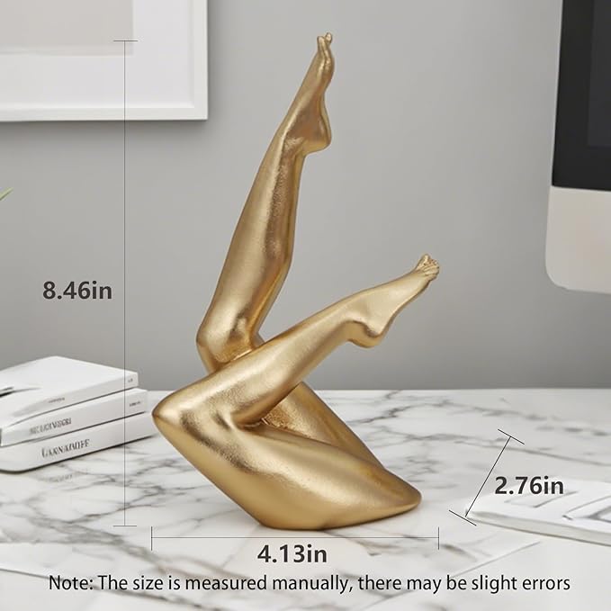 Golden Legs Sculpture Elegant Resin Home Decor Legs Statues Versatile Indoor/Outdoor Ornament, Bedroom, Office Desktop, Cabinets, Perfect (Bent Leg)