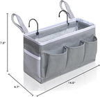 Bedside Caddy Hanging Storage Bag, Organizer Baskets with Pockets for Bunk Bed Accessories, Loft & Dorm Rooms Chair Bed Rails (Gray_1pcs)