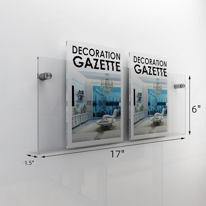 4-Pack 17" Acrylic Magazine Holder Vinyl Records Holder, Display Floating Bookshelves Wall Mounted, Hanging Nursery Book Shelves for Waiting Room, Living Room, Office