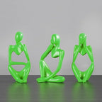BMLCGJ Thinker Statue Gold Decor Abstract Art Sculpture, Golden Resin Collectible Figurines for Home Living Room Office Shelf Decoration,Great Gifts Ideas (Light Green)