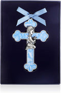 KOMI Baptism Gifts for Boys Blue Enamel Baby Wall Cross Christening Praying Boy Cross Christening and Dedication Baptismal Gifts from Godparents