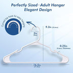 HOUSE DAY Plastic Hangers 100 Pack - Adult Clothes Hangers White - Space Saving, Non-Slip, Durable & Sturdy Hanger with Shoulder Grooves for Closet, Perfect Slim Coat Hanger - Ganchos para Colgar Ropa