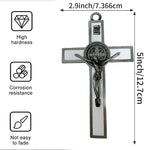 BONITTER Antique Silver Crucifix Wall Cross-St. Benedict Metal Wall Art-5.0 InchX2.7 Inch Black White Brown Enamel Give Blessing and The Spiritual Sacred:Faith Gift for your Acquaintances (White)