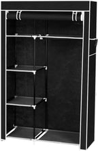 Portable Closet Wardrobe, Closet Storage Organizer Rack with Shelves and Cover for Hanging Clothes, Non-Woven Fabric, Quick and Easy to Assembly (64'', Black)