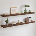Homeforia Classic Walnut 60 inch Floating Shelf, High End Solid Real Wood Small 60inch Floating Shelves for Wall Mounted, 60in Floating Shelves, Heavy Duty Bracket, 60 X 6.5 X 1.75 inches, Set of 3