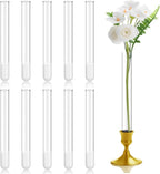 10 Pack 7.9" Glass Bud Vase Taper Candle Holder's Bud Vase for Flower Candlestick Sizes from 22mm to 27mm Adjustable Designed Specially for Taper Candle Holder for Tablescapes, Wedding Decor