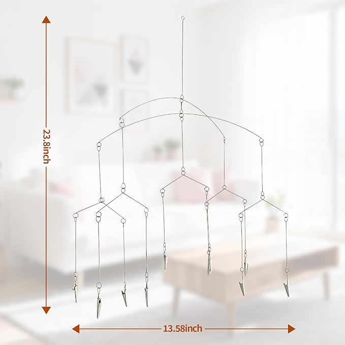 Wind Chime Style Photo Clip Geometric Photo Mobile Metal Hanging Mobile for for Hanging Pictures Notes Postcards Memo Artworks Home Decor