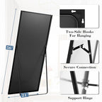 DUMOS 21"x56" Full Length Mirror with Stand, Floor Standing Aluminum Frame, Shatter-Proof Nano Glass for Bedroom, Living Room, Cloakroom – Modern Simple Home Decor,Can Be Hanging or Leaning, Black