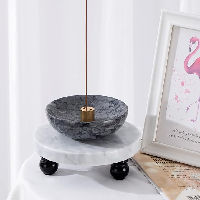 Decorative Marble Riser for Display - Cute Home, Bathroom, Kitchen Decor - Beautiful Pedestal Stand Uniquely Displays Your Decorations - Perfect Tray to Add Beauty