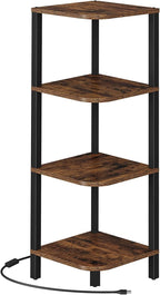 TUTOTAK Corner Shelf, 4-Tier Corner Bookshelf for Small Space, Narrow Display Corner Shelf Stand with Storage Rack, for Living Room, Bedroom, Rustic Brown BS08BB004L