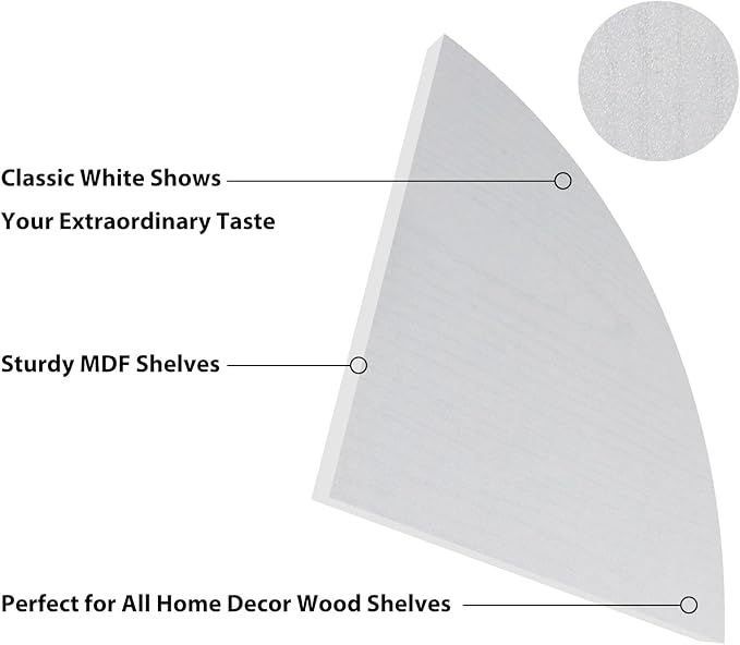 HORLIMER Floating Corner Shelf Wall Mount, Set of 6 Rustic Wood Corner Wall Shelves for Bedroom, Living Room, Bathroom, Kitchen (White)