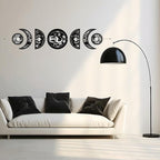 CREATCABIN 7Pcs Mushroom Tarot Moon Phase Hanging Moon Cycle Wall Decoration Wooden Half Round Pendant Ramadan Halloween Fall Home Ornament for Bedroom Farmhouse Gallery Apartment Bar 37.1x6.3in