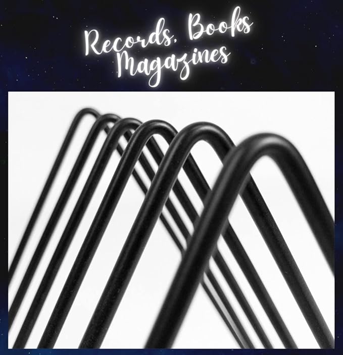 Vinyl Record Storage Holder Stand - Premium Triangle Metal Wire Magazine and Book Rack holds up to 33 Lp Album Records, Simple, Functional and Contemporary Vinyl Organizer - Small 5slots (Rose)