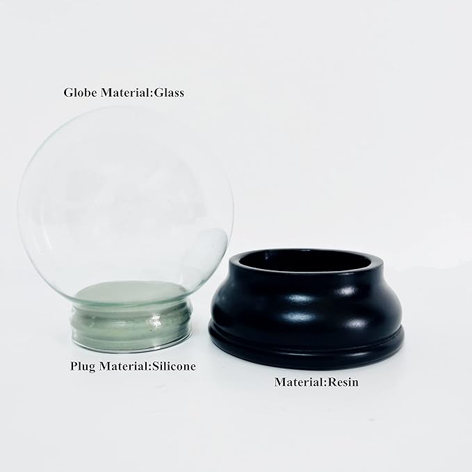 Clear DIY Empty Snow Globe kit Glass Water Globe Jar with Resin Base (65MM)