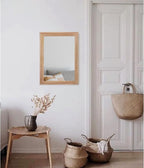 AAZZKANG Rustic Mirrors for Wall Rectangle Wooden Frame Hanging Mirror for Bedroom Bathroom Living Room Entryway Small