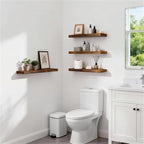 BAYKA Floating Shelves Set of 2, 22.5 inches Farmhouse Rustic Wood Wall Mounted Shelves for Bathroom, Bedroom, Living Room or Kitchen, Hanging Shelf Decor Book with 22lbs Capacity, Rustic Brown