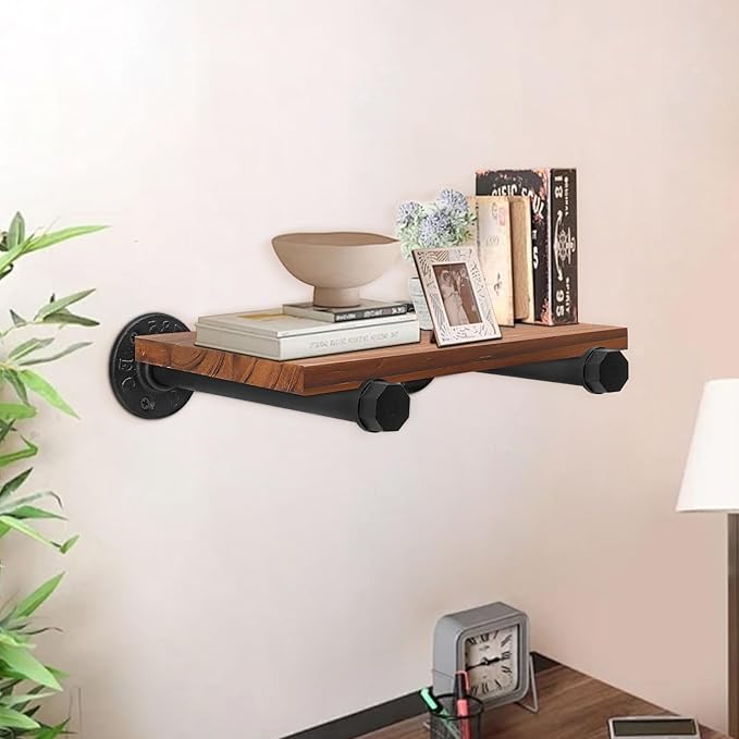 2 Pcs 8 Inch Industrial Pipe Clothes Rack DIY Wall Mounted, Heavy Duty Rustic Vintage Clothing Rod, Metal Garment Bar Multi-Purpose Hanging for Bedroom, Bathroom, Cabinet and Laundry Room