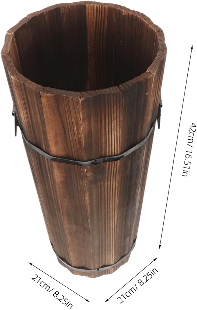 Zerodeko Wooden Umbrella Bucket Stand for Outdoor Use Wood Material Umbrella Holder Rack Stable and Wear Resistant Storage for Entryway and Office