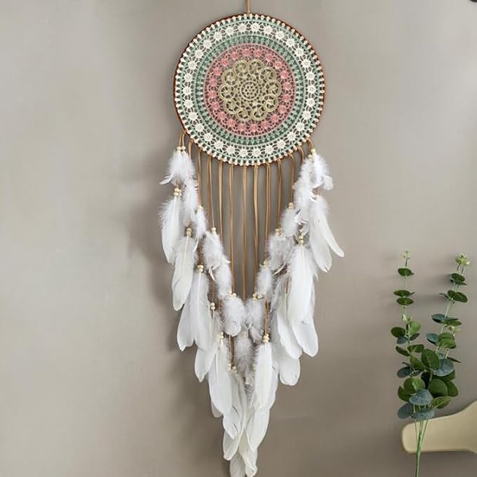 Big Dream Catchers for Wall with White Feather, Large 12 Inch Diameter Dream Catcher for Room Ceiling Wall Window Corridor Balcony Decor