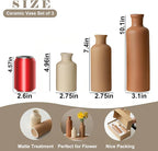Modern Ceramic Vase Set of 3, Neutral Colors, Decorative Bottles for Home, Earth Tone Farmhouse Rustic Decor, Housewarming Gifts, Wedding Gifts, Birthday Gifts for Women(Coffee Mix)