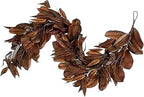 Brown Leaf Wreath, Artificial Realistic Reusable Leaf Swag Fall Porch Decorations Outdoor for Mantle Fall Decorations for Home (2-280)