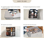 StorageWorks Shoe Organizer for Closet, Fits up to 16 Pairs, Shoe Cubby Storage Containers with Adjustable Dividers and Clear Cover, Taupe | Fits up to 16 Pairs, Clear Cover