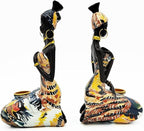 African Statues Art Sculptures Women Figure Girls Tribal Lady Figurine Black Women Home Decor Collectible Creative Vintage Gift Crafts (Yellow Dress)