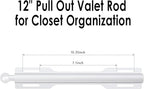 FIRJOY 12" Valet Rod for Closet Pull Out (2 Pack, White)