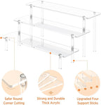3 Tier Acrylic Display Risers, Large Perfume Organizer Stand, Clear Cupcake Stand Holder, Display Shelves for Figurines, Dessert Shelf for Party, Risers Display Stand for Decoration (2 Pack)
