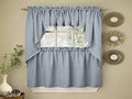 Sweet Home Collection Opaque Rib Cord Kitchen Curtains Swag Pair, Ribcord Blue
