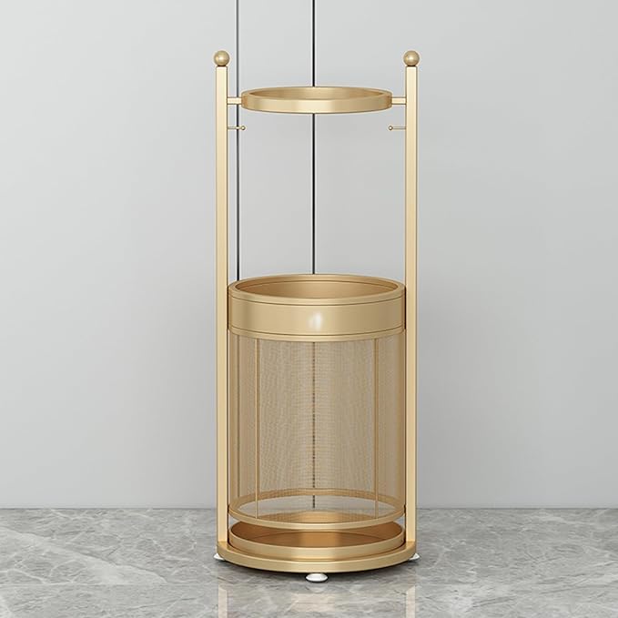 Commercial Metal Umbrella Stand Holder Indoor Large-Capacity Umbrella Stand Racks with Removable Drip Tray Entrance Umbrellas Organizer Freestanding Umbrella Basket for Home Office Entryway.(Gold)