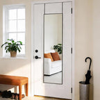 DUMOS 47x14 Inch Full Length Mirror Over the Door, Wall Mounted Full Body Mirror, Door Hanging Metal Aluminum Alloy Frame Dressing Mirrors for Bedroom, Living Room, Entryway, Black