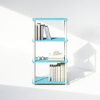 Furinno Turn-N-Tube Book Shelf, 4-Tier Bookshelf, Bookcase with Multipurpose Compact Display Rack, 11.6 x 23.6 x 43.2, for Living Room, Bedroom, Home Office, Light Blue/White