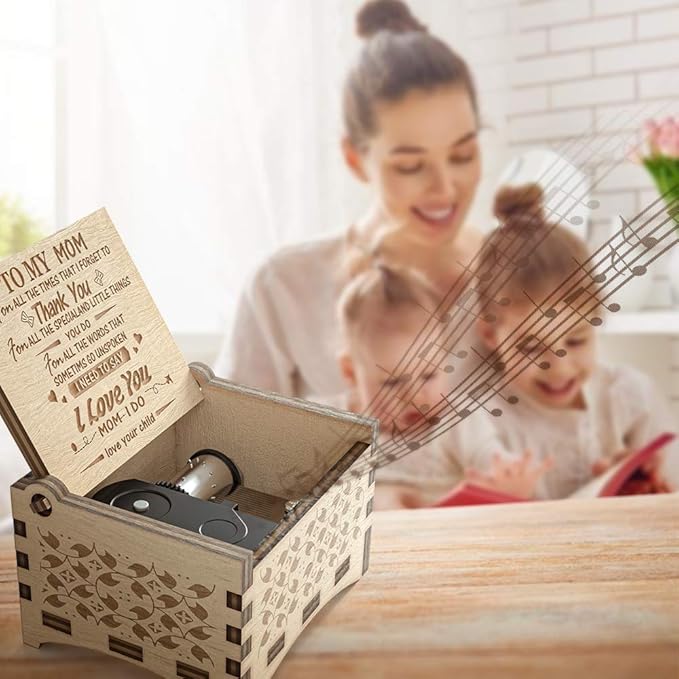 Ucuber You are My Sunshine Music Box for Mom from Daughters, You are My Sunshine Cute Box with Wind Up, Wood Personalized Engraved Best Unique Gift for Birthday, Christmas Day