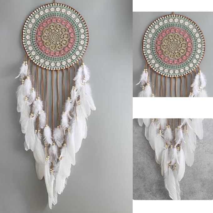Big Dream Catchers for Wall with White Feather, Large 12 Inch Diameter Dream Catcher for Room Ceiling Wall Window Corridor Balcony Decor