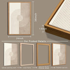 BINCUE Neutral Abstract Wall Art Beige Large Wall Decor Boho Mid Century Modern Artwork Art Print for Living Room Bedroom Office 24"x36" Set of 3 Gift