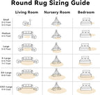 OLANLY Cream Round Rugs for Bedroom - Machine Washable, 7 ft Circle Area Rugs for Living Room, Soft and Fluffy Shaggy Carpet for Teen Girl and Boys, Nursery Rooms, Dorms, Home Decor Aesthetic