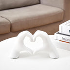 Golden Gesture Heart Decoration, Modern Love Statue Finger, Abstract Art Sculpture Home Wedding Decoration (White)