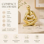 Gold Accent Bookshelf Decor Thinker Statue, Abstract Reading Figurine Style A, Resin Decorative Bookend for Coffee Table, Shelf, Office, Library