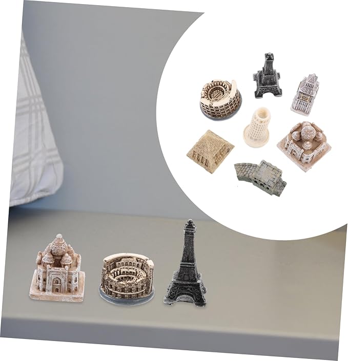 SUPVOX 7pcs Resin Architecture Model Miniature Building Sculptures Home Decor Vintage Design England Architectural Models