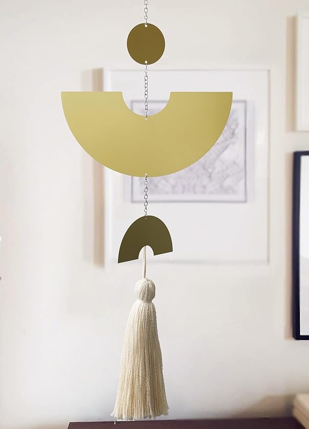 Gold Boho Wall Hanging Tassel Wrought Iron Modern Room Decor 31"