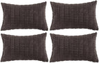 Fancy Homi 4 Packs Decorative Throw Pillow Covers for Living Room Couch Bed, Modern Farmhouse Boho Home Décor Accent Cushion Case, 24" x 12", Dark Brown