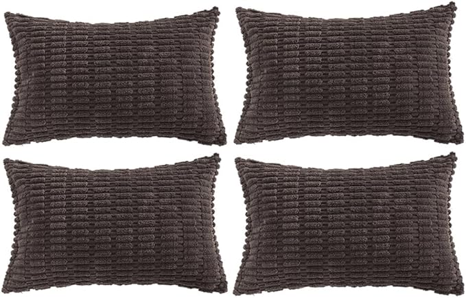 Fancy Homi 4 Packs Decorative Throw Pillow Covers for Living Room Couch Bed, Modern Farmhouse Boho Home Décor Accent Cushion Case, 20" x 12", Dark Brown