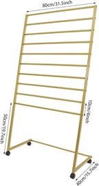Scarf Organizer, 10 Tier Metal Scarf Display Stand with 4 Lockable Casters Movable Freestanding Belt Shawl Hijab Organizer for Boutique Display, Commercial Home