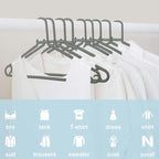 Plastic Hangers 50 Pack, Light Weight Durable Clothes Hangers with Hooks Standard Size G-Shape&Non-Slip Coat Hangers for Everyday Use (Grey)