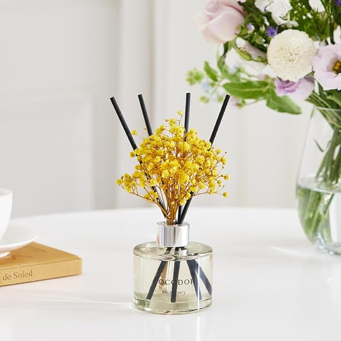 COCODOR Preserved Flower Reed Diffuser Set / 6.7oz / Seoul Rose/Scent Diffuser with Sticks Home Fragrance Reed Diffuser for Bathroom Shelf Décor