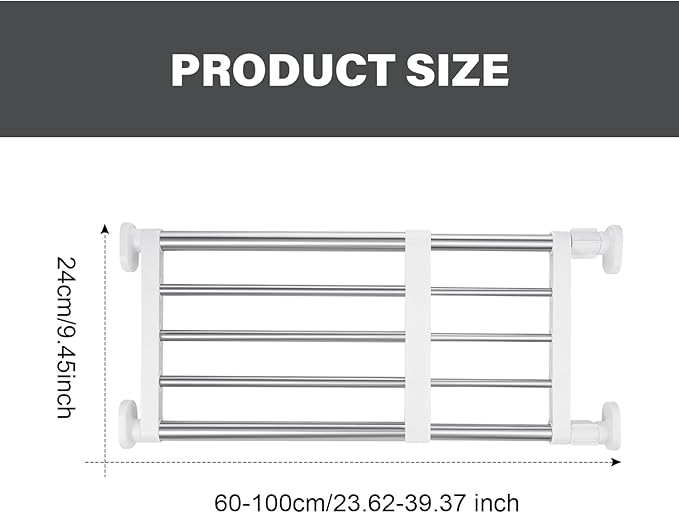Geetery 4 Pcs Closet Tension Shelf Rod Metal Expandable Shelf Organizer Adjustable Closet Shelves Rack DIY Dividers Separators for Cabinet Storage Locker Clothes(23.62–39.37 Inch)