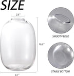 Large Glass Vase, 10 Inches Tall Glass Vases, Clear Glass Vase for Flower, Modern Round Vases for Living Room, Dining Table, Mantle, Shelf, Wedding, Office, Entryway