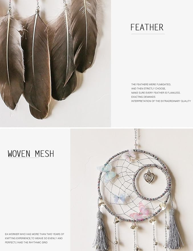 Handmade Antique Bells Exquisite Heart Butterfly Moon Dream Catcher Home Hanging …