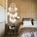 White Dream Catcher Wind Chimes Handmade Beaded Dreamcatcher for Car Kids Bed Room Wall Hanging Decoration